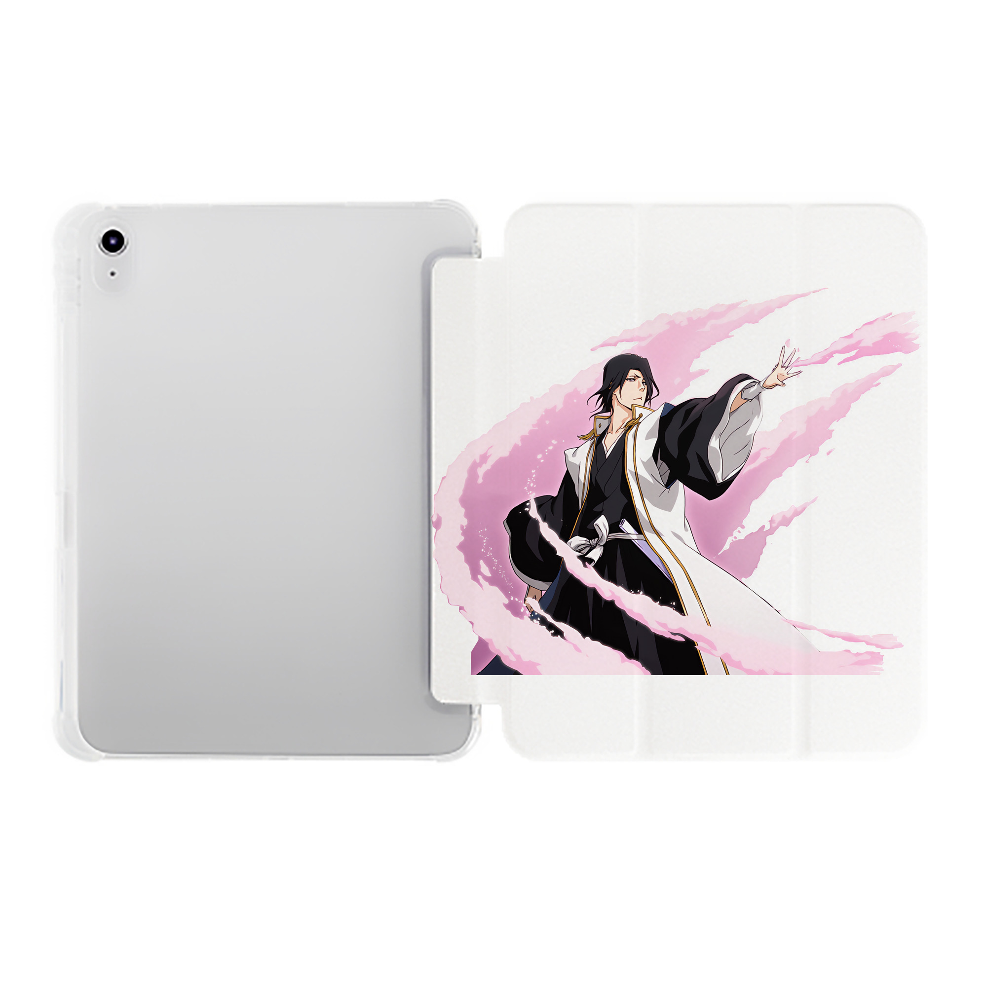 （画像用） ブリーチ くちき びゃくや BLEACH Kuchiki Byakuya IPad ケース ペン収納付き 三つ折りスタンド PUレザー×シリコン 対応機種9.5/10.5/10.9インチ